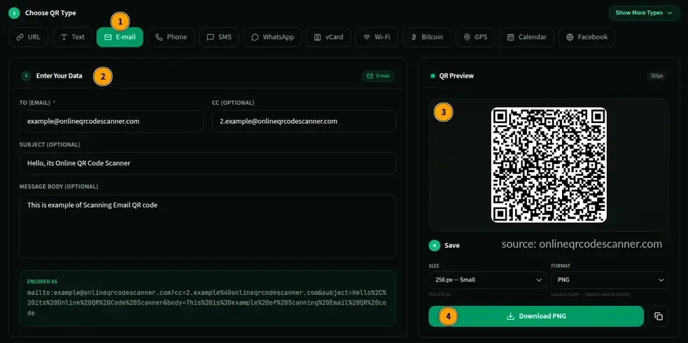 Online Email QR Code Generator Tool