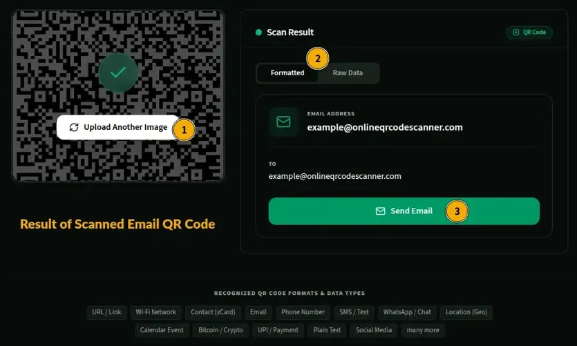 Scanned Result of Email QR Code